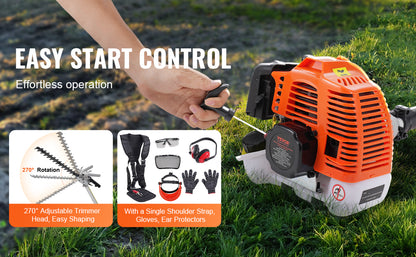 VEVOR 33CC 6-in-1 Multi-Functional Trimming Tool Gas Hedge Trimmer/Weed Eater/Brush Cutter/Pole Chainsaw Pruner w/Extension Pole