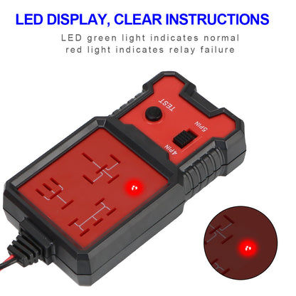 Probador de relés de coche, comprobador de voltaje, comprobador de batería universal de 12 V, comprobador de relés electrónicos automotrices, luz indicadora LED
