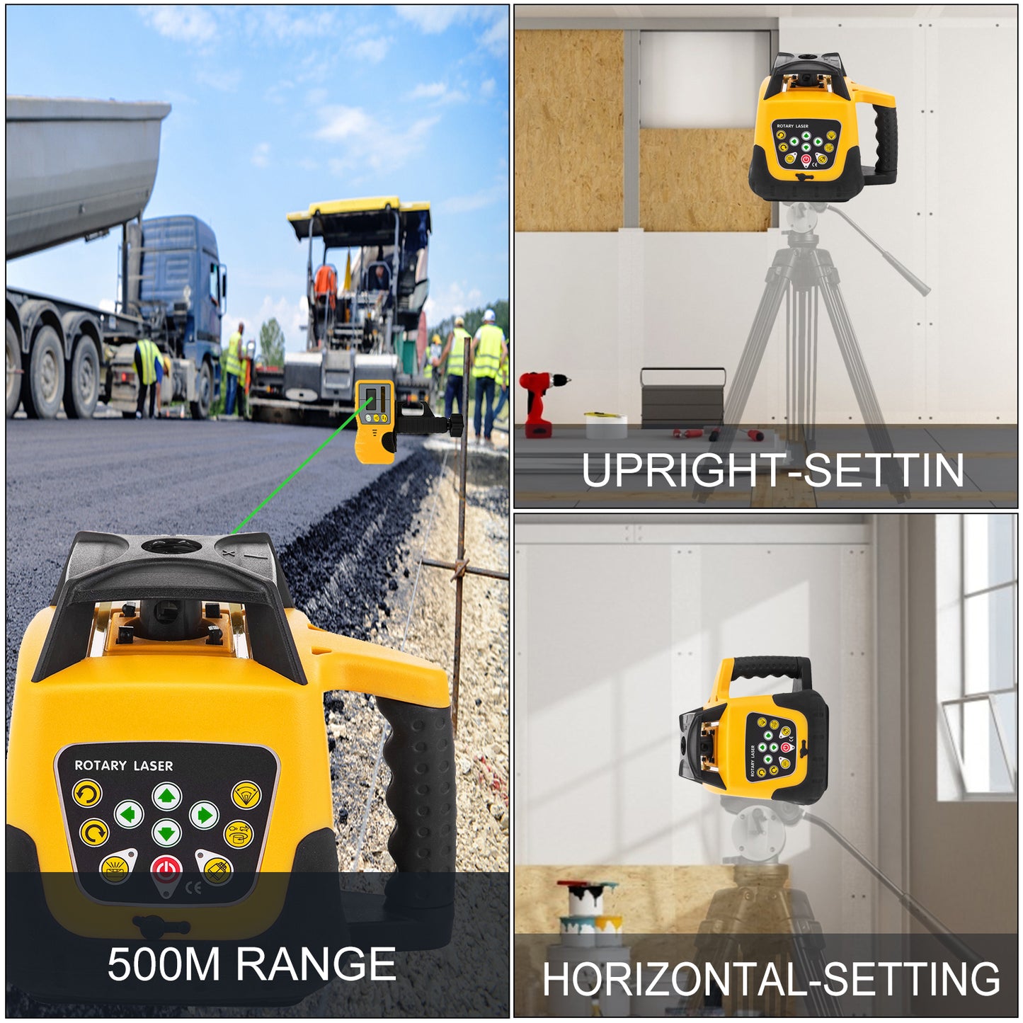 VEVOR 360 Rotary Laser Level Self-Leveling 500m Vertical Horizontal Scanning Professional Powerful Measurement Construction Tool