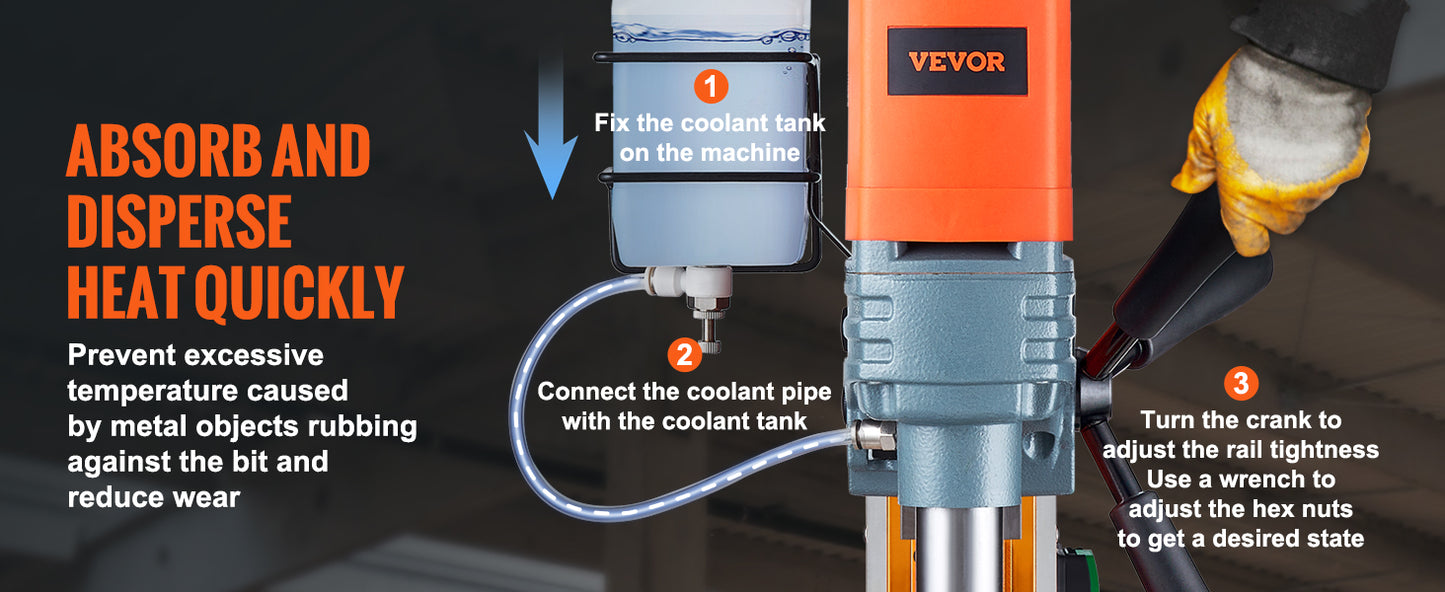 VEVOR Magnetic Drill,1300W 1.57" Boring Diameter,13000N Portable Electric Mag Drill Press w/Variable Speed, Drilling Machine