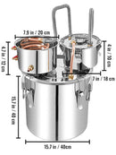 SucceBuy 12L 20L 30L 50L Alcohol Brewing Distiller DIY Moonshine Apparatus Stainless Steel Still Whisky Brandy Home Appliance