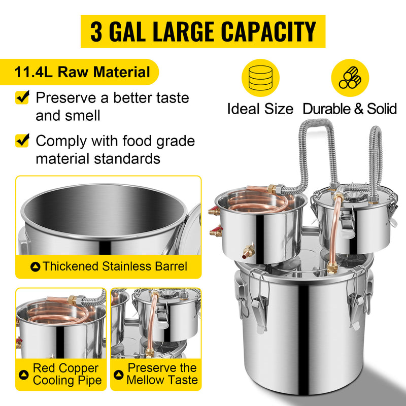 SucceBuy 12L 20L 30L 50L Alcohol Brewing Distiller DIY Moonshine Apparatus Stainless Steel Still Whisky Brandy Home Appliance