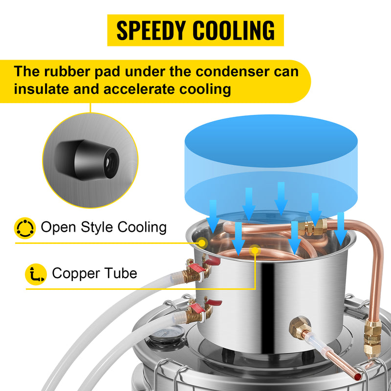 SucceBuy 12L 20L 30L 50L Alcohol Brewing Distiller DIY Moonshine Apparatus Stainless Steel Still Whisky Brandy Home Appliance