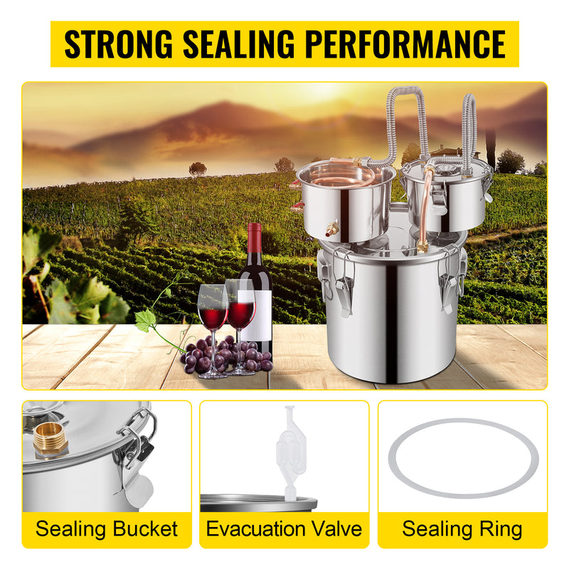SucceBuy 12L 20L 30L 50L Alcohol Brewing Distiller DIY Moonshine Apparatus Stainless Steel Still Whisky Brandy Home Appliance