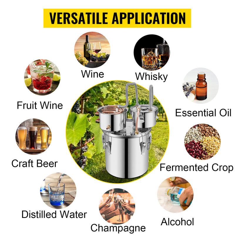 SucceBuy 12L 20L 30L 50L Alcohol Brewing Distiller DIY Moonshine Apparatus Stainless Steel Still Whisky Brandy Home Appliance