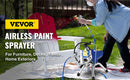 VEVOR Airless Spraying Machine Professional Ultra Silent Wall Paint Spray Gun 3000PSI-Pressure 2.5L/Minute-NoLoad Displacement