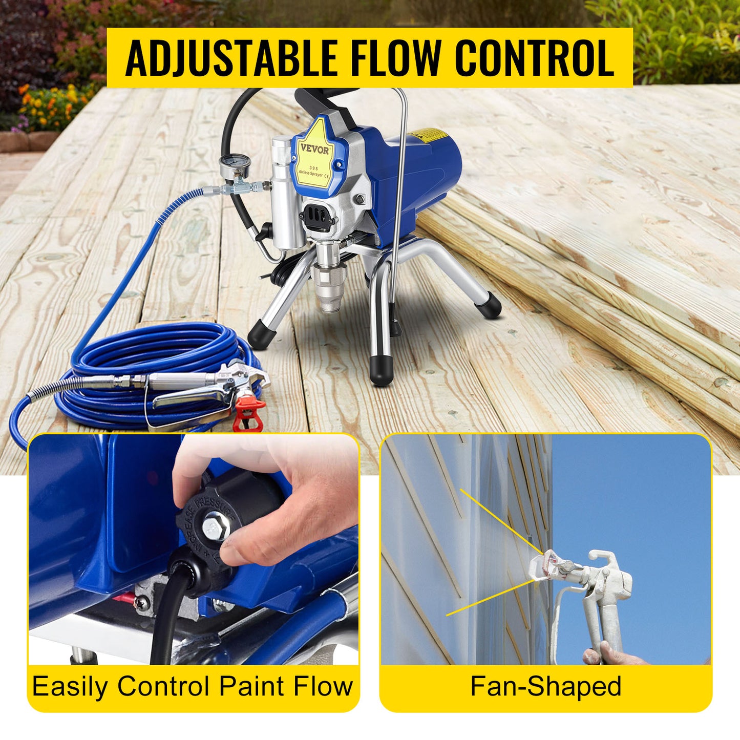 VEVOR Airless Spraying Machine Professional Ultra Silent Wall Paint Spray Gun 3000PSI-Pressure 2.5L/Minute-NoLoad Displacement