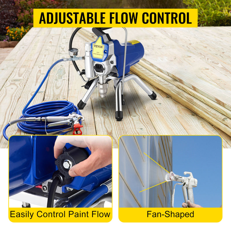 VEVOR Airless Spraying Machine Professional Ultra Silent Wall Paint Spray Gun 3000PSI-Pressure 2.5L/Minute-NoLoad Displacement