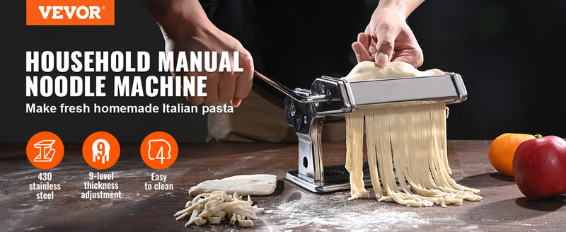 VEVOR Manual Pasta Maker Machine Set Stainless Steel Slicer Fresh Noodle Rollers Cutter Home-Appliance