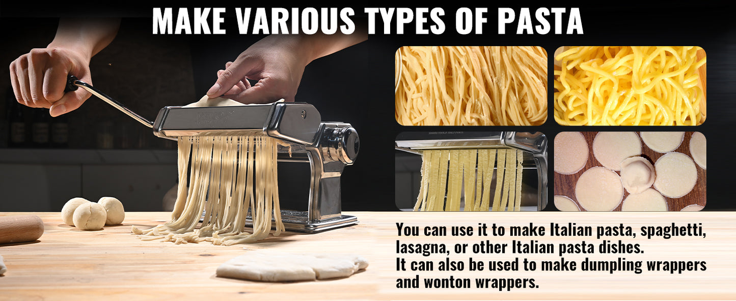 VEVOR Manual Pasta Maker Machine Set Stainless Steel Slicer Fresh Noodle Rollers Cutter Home-Appliance