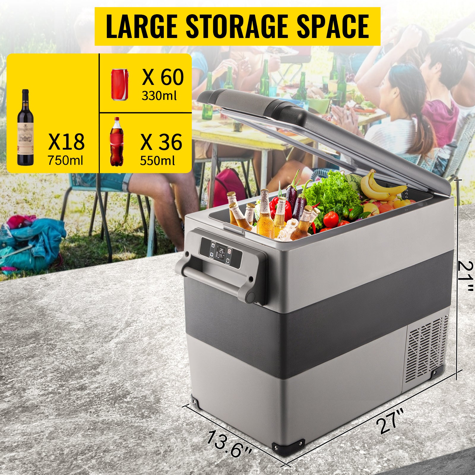 SucceBuy 20L 22L 35L 45L 55L Car Refrigerator Mini Fridge Freezer Portable Compressor Cooler 12/24V DC 110-240V Ice Box