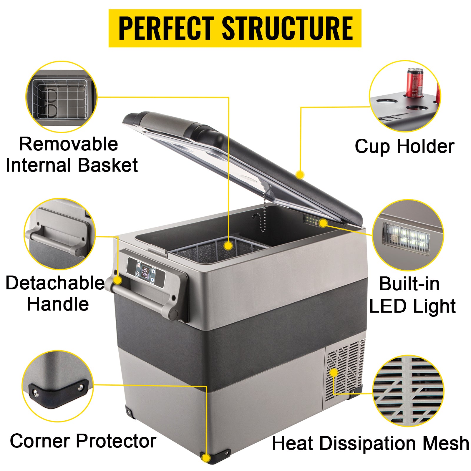 SucceBuy 20L 22L 35L 45L 55L Car Refrigerator Mini Fridge Freezer Portable Compressor Cooler 12/24V DC 110-240V Ice Box