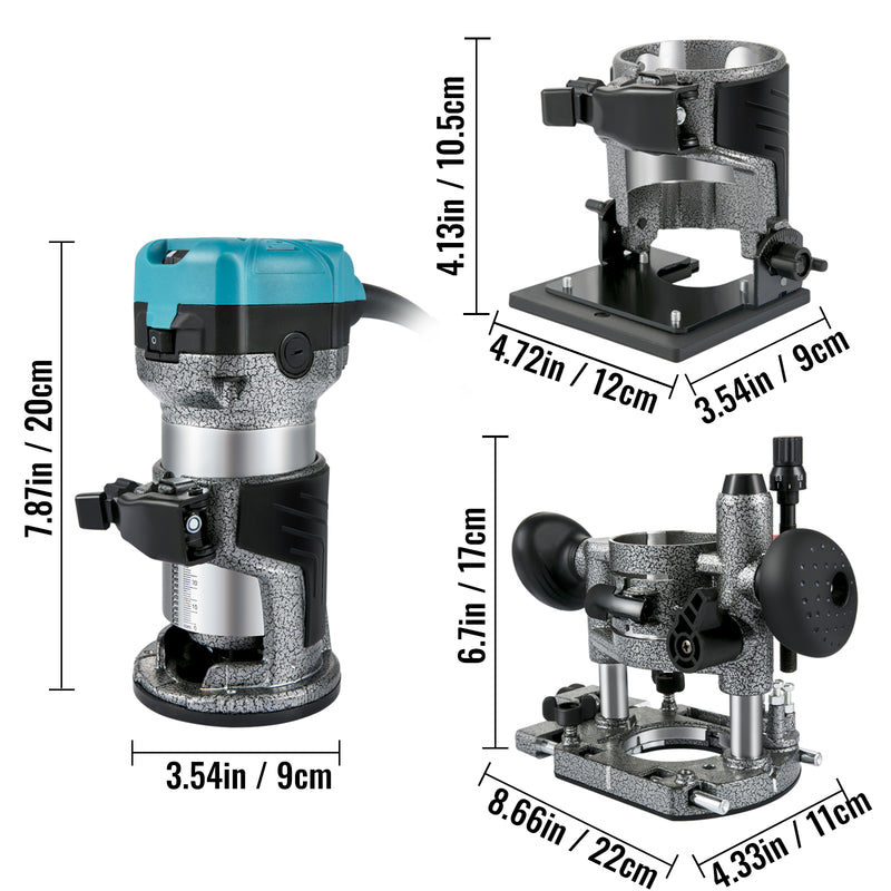 VEVOR Wood Router Machine Electric Trimmer 710W 33000RPM Power Carpentry Tool for Woodworking Trimming Grooving Carving Milling