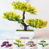 Bonsái artificial pequeño para decoración del hogar, planta falsa, flores, adornos en macetas, festivales, accesorios de boda. 