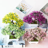 Bonsái artificial pequeño para decoración del hogar, planta falsa, flores, adornos en macetas, festivales, accesorios de boda. 
