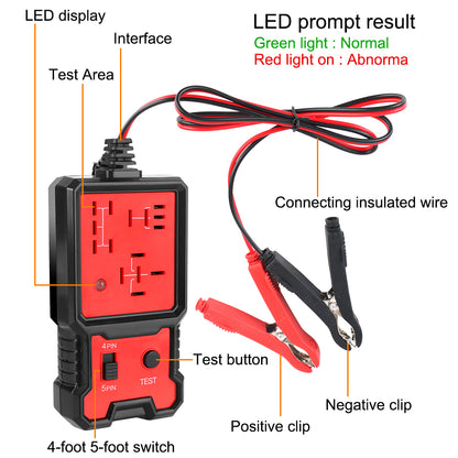 Car Relay Tester Voltage Tester Universal 12V Car Battery Checker Automotive Electronic Relay Tester LED Indicator Light