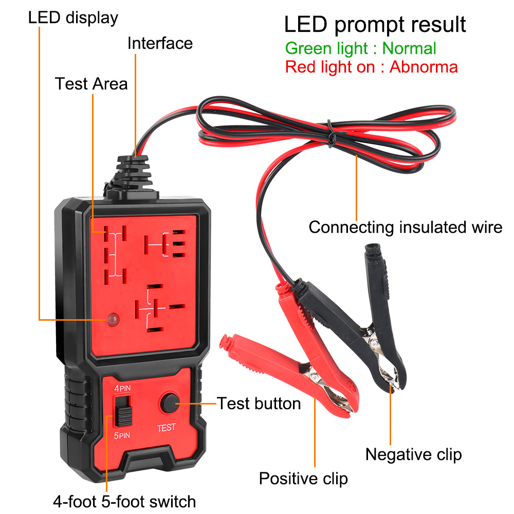 Probador de relés de coche, comprobador de voltaje, comprobador de batería universal de 12 V, comprobador de relés electrónicos automotrices, luz indicadora LED